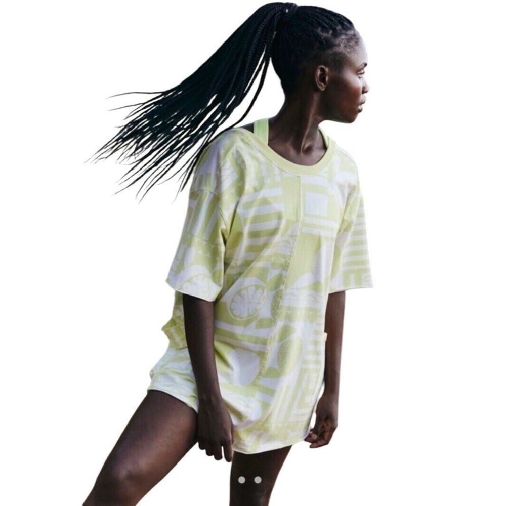 NWT Free People Movement Hot Shot Printed Tee Romper Sunday Market Zest Yellow